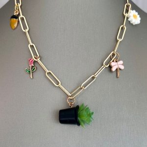 Succulent Goodness Charm Necklace 16”