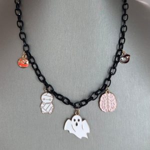 Mummy with Brains Charm Necklace 16”