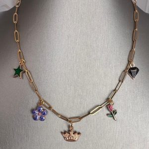 Flower princess Charm Necklace 16”